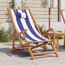 vidaXL Foldable Beach Chair Solid Eucalyptus Wood and Fabric Cream