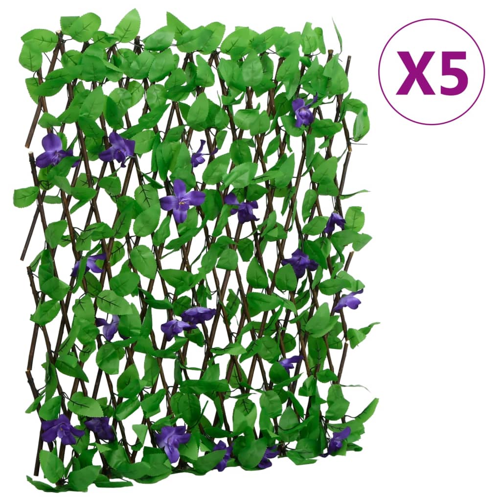 vidaXL Kunstplant klimop op latwerk 5 st uittrekbaar 180x20 cm groen