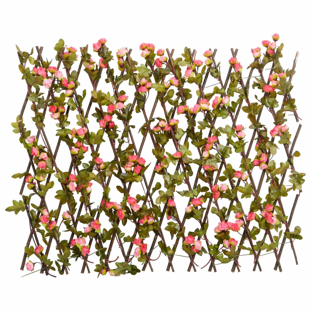 vidaXL Kunstplant klimop op latwerk uittrekbaar 180x20 cm donkerroze