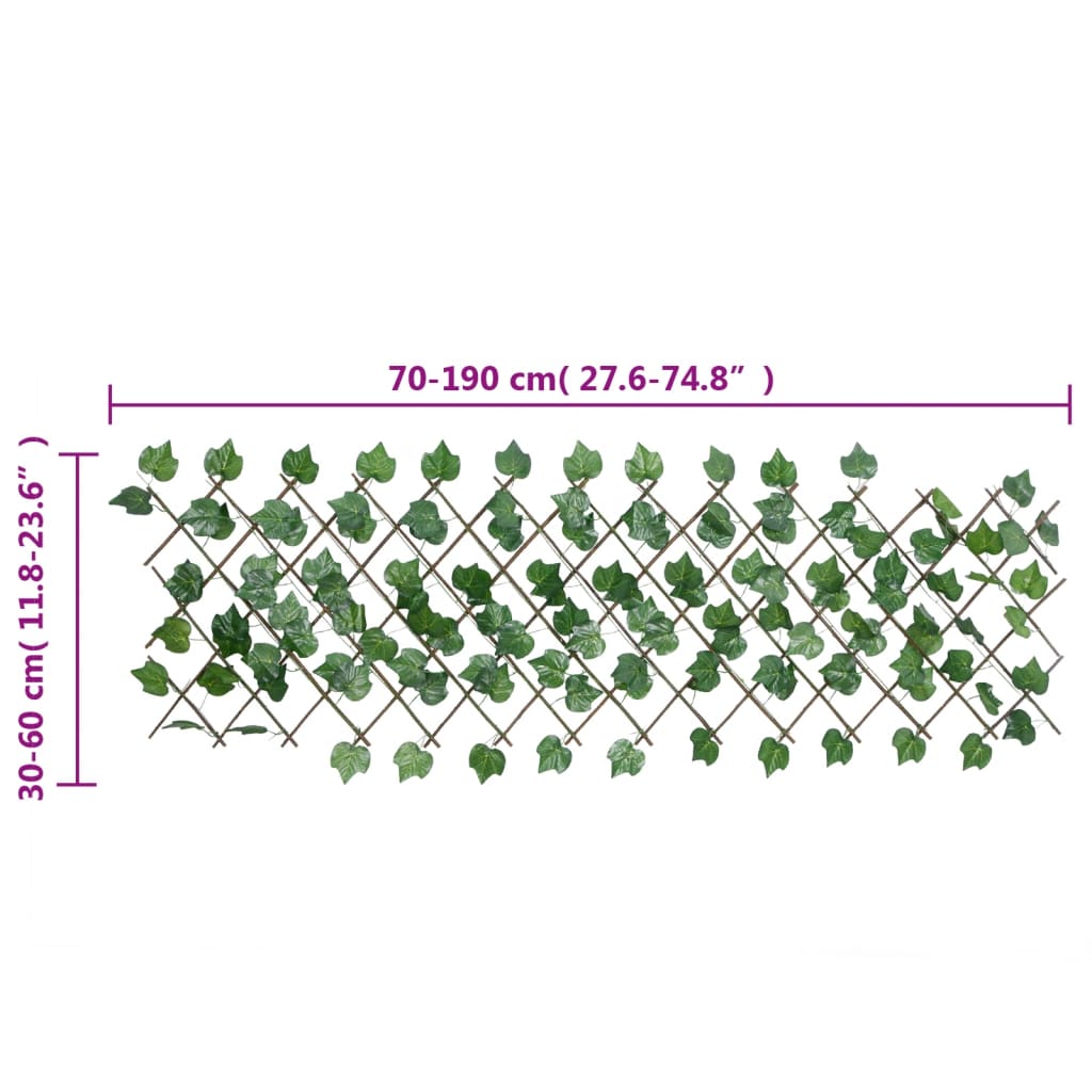 vidaXL Artificial Plant Grape Leaf on Expandable Trellis 180x20 cm Green