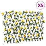 vidaXL Kunstplant klimop op latwerk uittrekbaar 180x20 cm geel