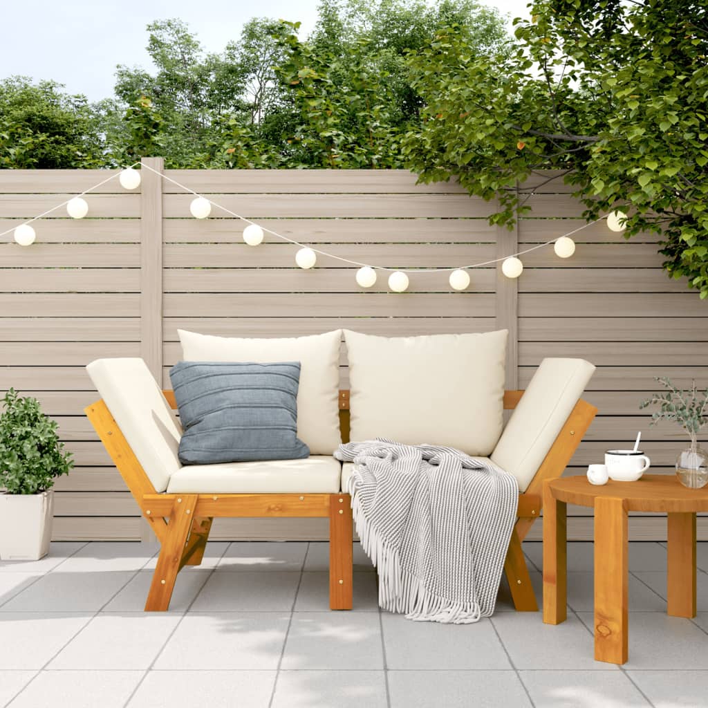 vidaXL Tuinbank met kussens 2-in-1 massief acaciahout