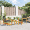 vidaXL Tuinnstoelen 2 st poly rattan en acaciahout zwart