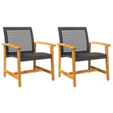 vidaXL Tuinnstoelen 2 st poly rattan en acaciahout zwart