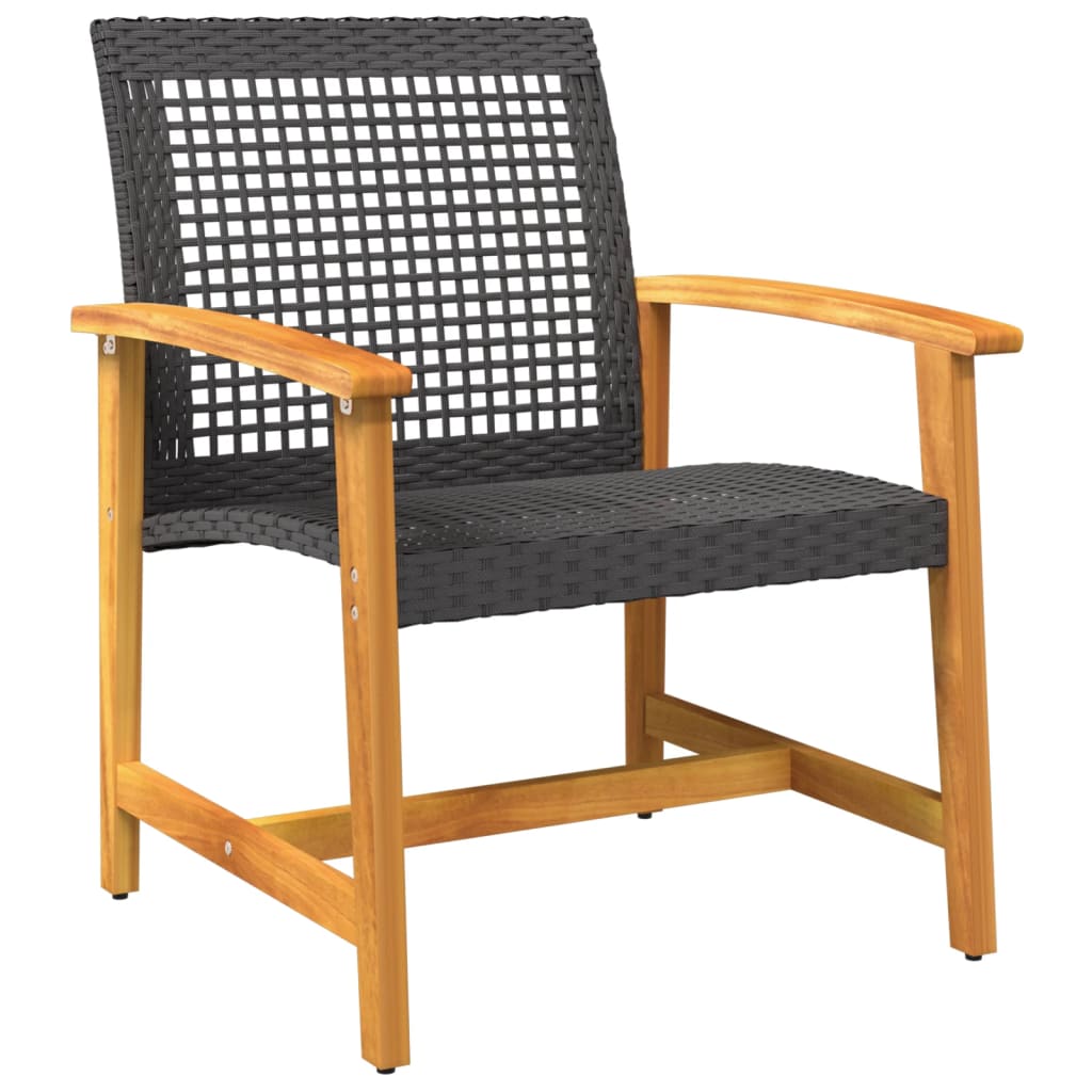 vidaXL Tuinnstoelen 2 st poly rattan en acaciahout zwart