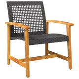 vidaXL Tuinnstoelen 2 st poly rattan en acaciahout zwart