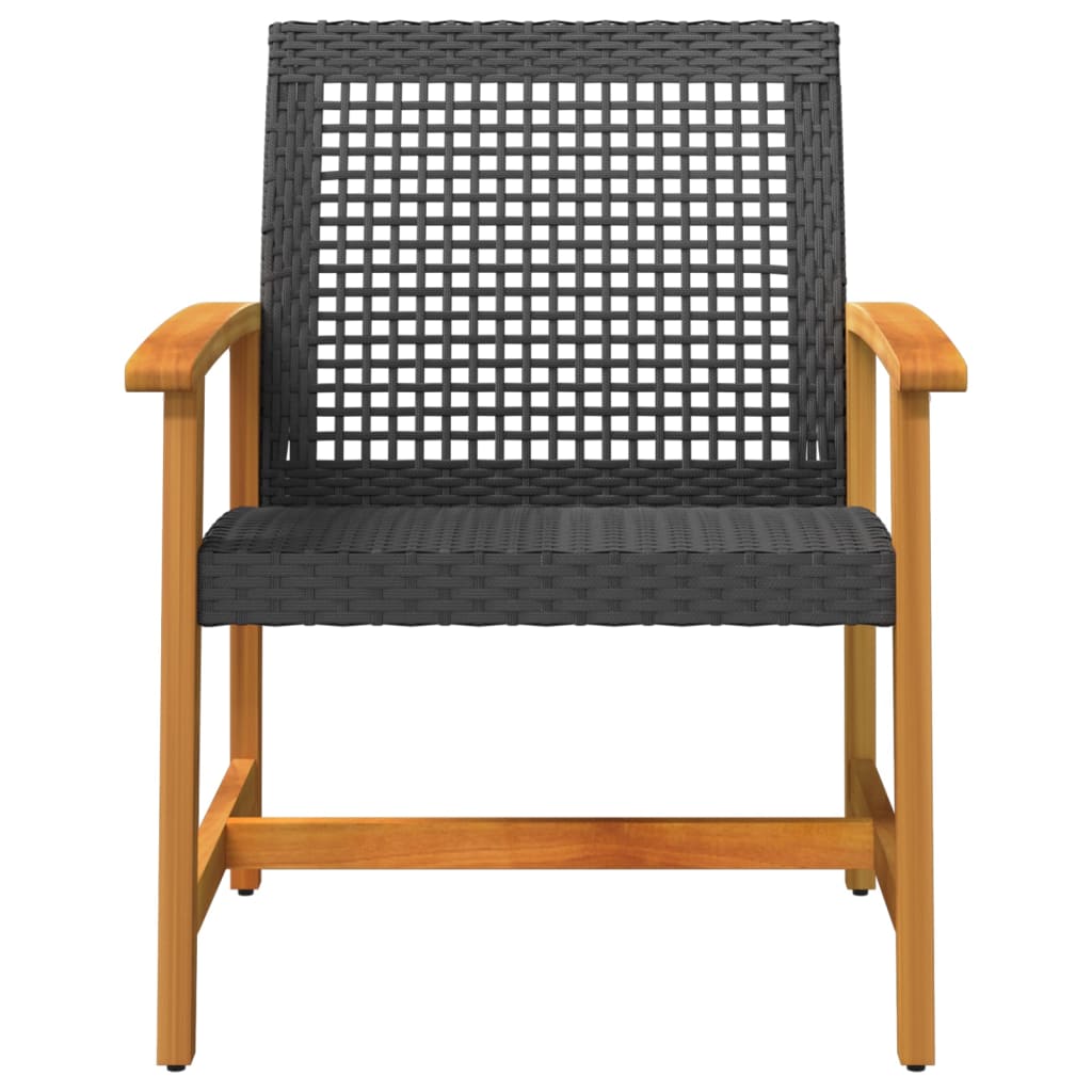 vidaXL Tuinnstoelen 2 st poly rattan en acaciahout zwart