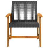 vidaXL Tuinnstoelen 2 st poly rattan en acaciahout zwart