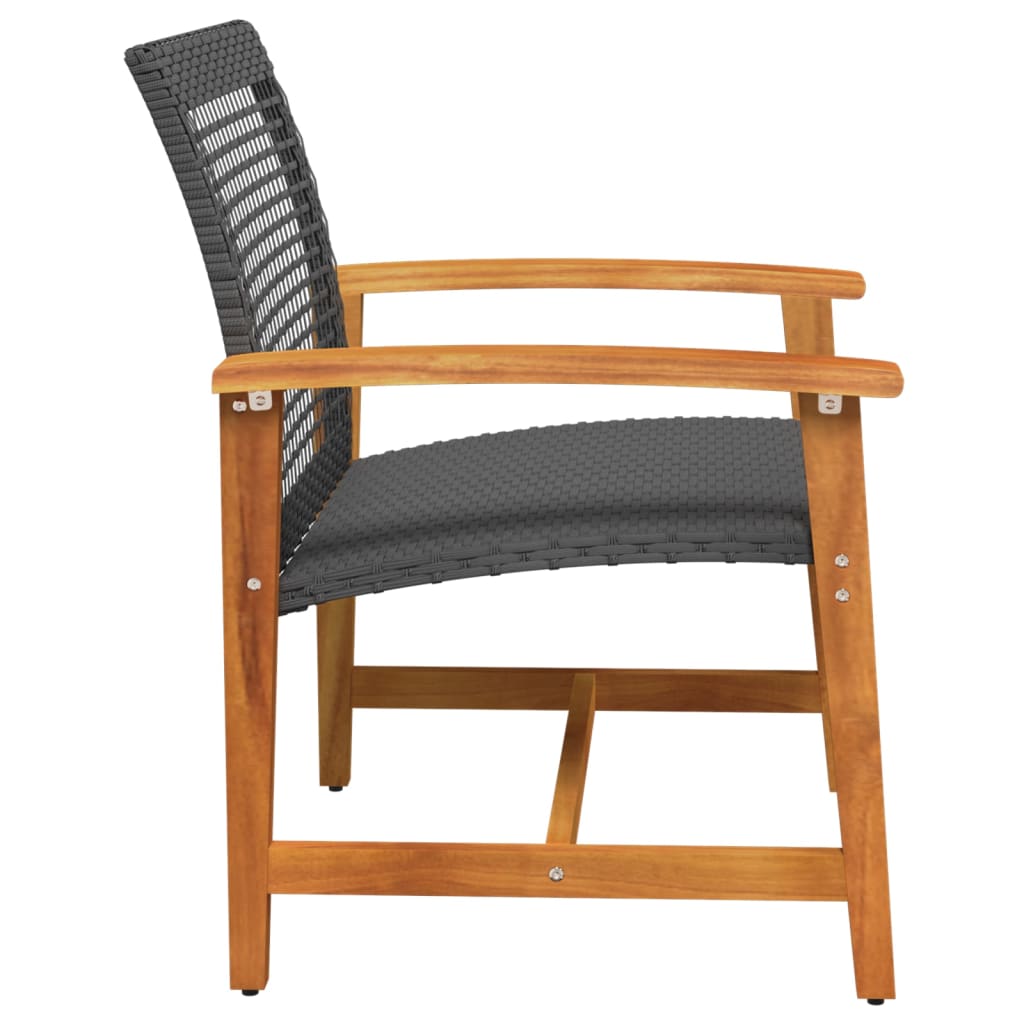 vidaXL Tuinnstoelen 2 st poly rattan en acaciahout zwart