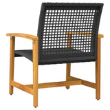 vidaXL Tuinnstoelen 2 st poly rattan en acaciahout zwart