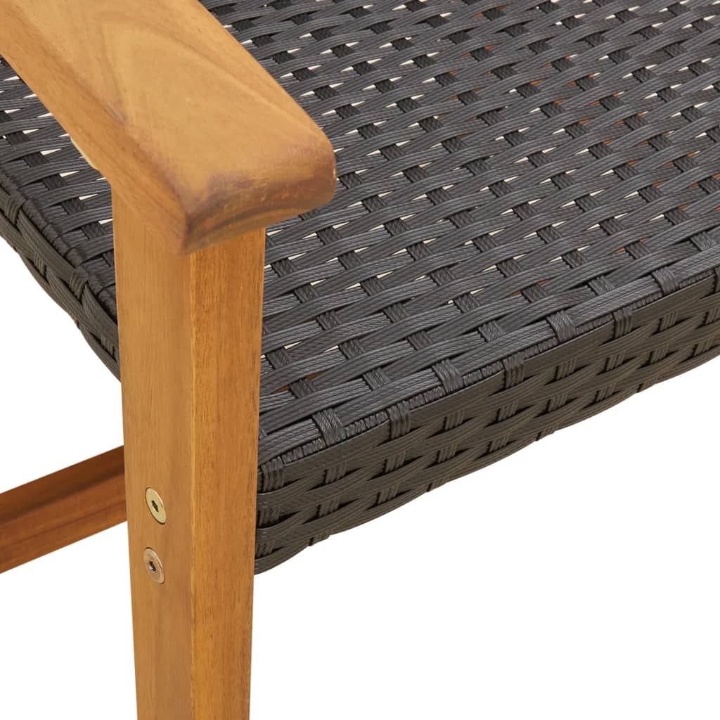 vidaXL Tuinnstoelen 2 st poly rattan en acaciahout zwart