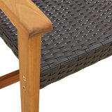 vidaXL Tuinnstoelen 2 st poly rattan en acaciahout zwart