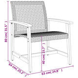 vidaXL Tuinnstoelen 2 st poly rattan en acaciahout zwart