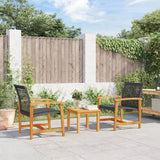 vidaXL Tuinnstoelen 2 st poly rattan en acaciahout zwart