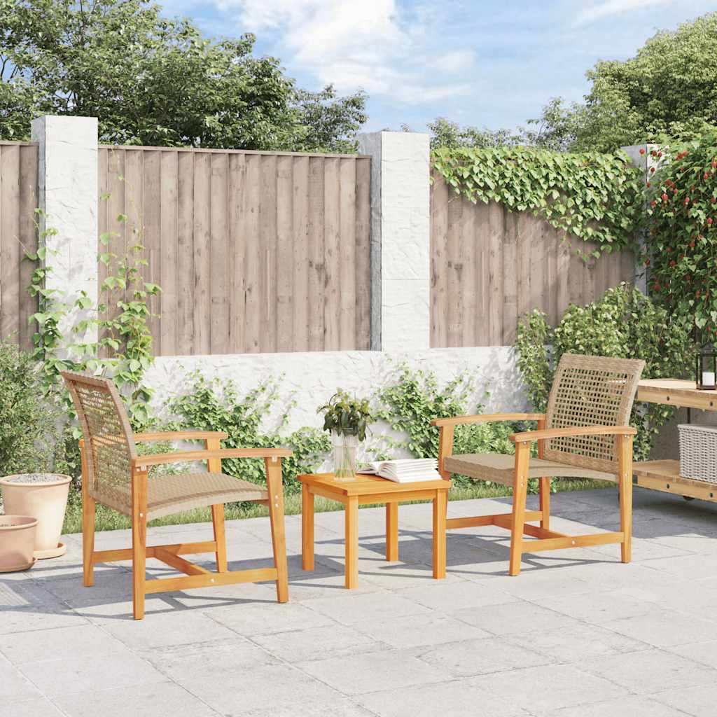 vidaXL Tuinnstoelen 2 st poly rattan en acaciahout zwart