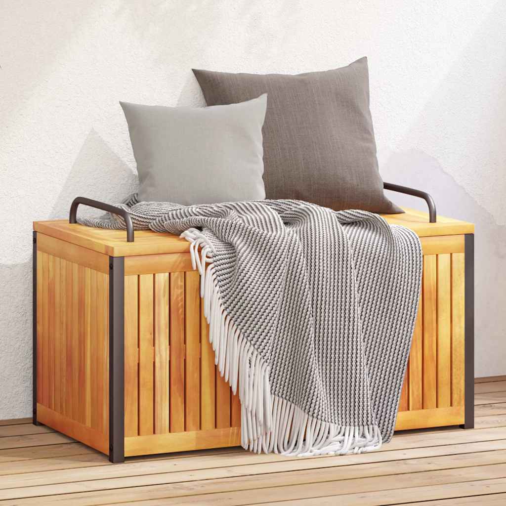 vidaXL Kussenbox 45x45x45/53 cm massief acaciahout en staal