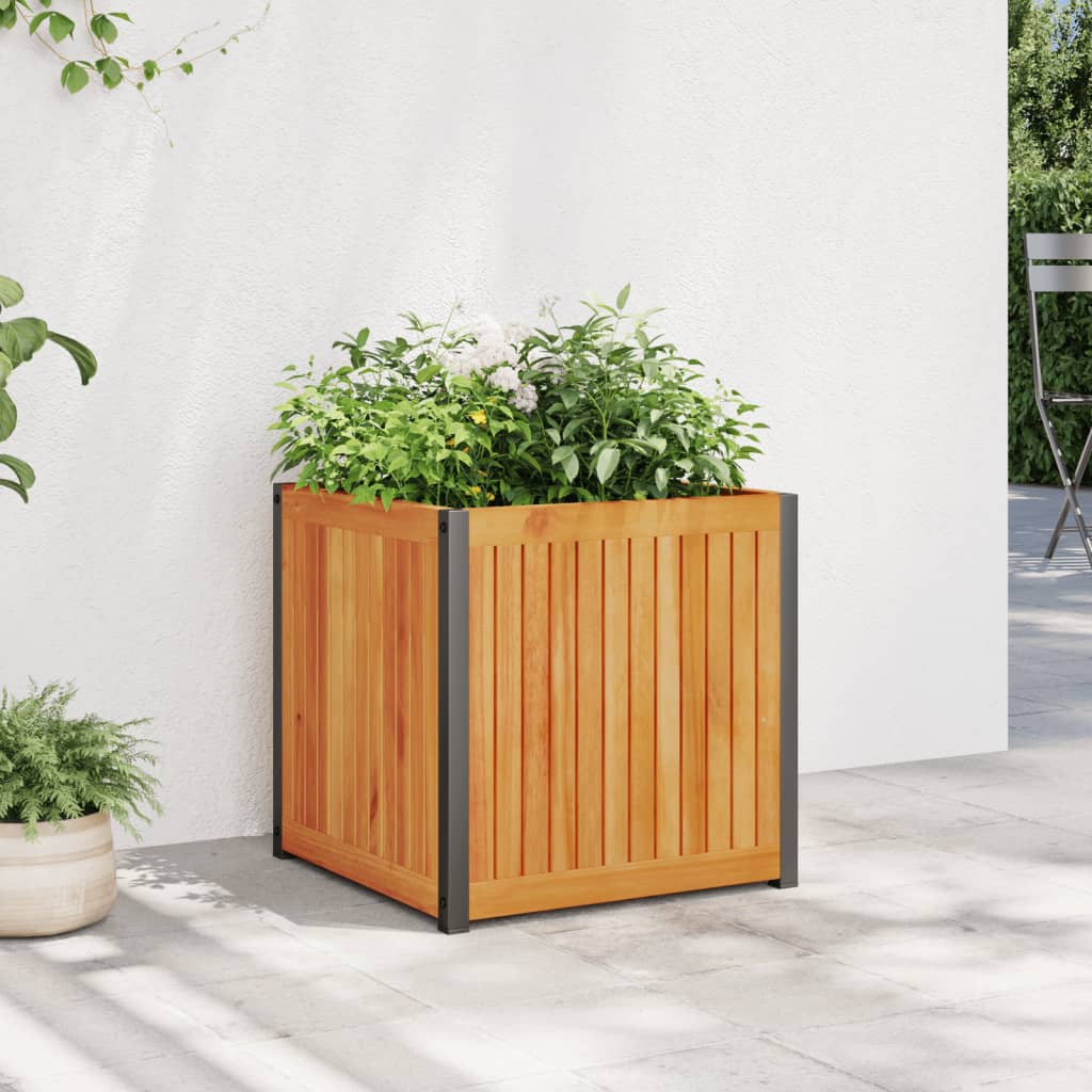 vidaXL Plantenbak 45x45x44 cm massief acaciahout en staal