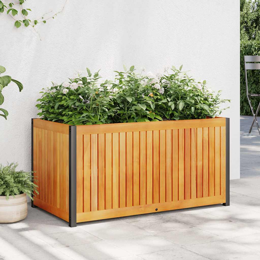 vidaXL Plantenbak 45x45x44 cm massief acaciahout en staal