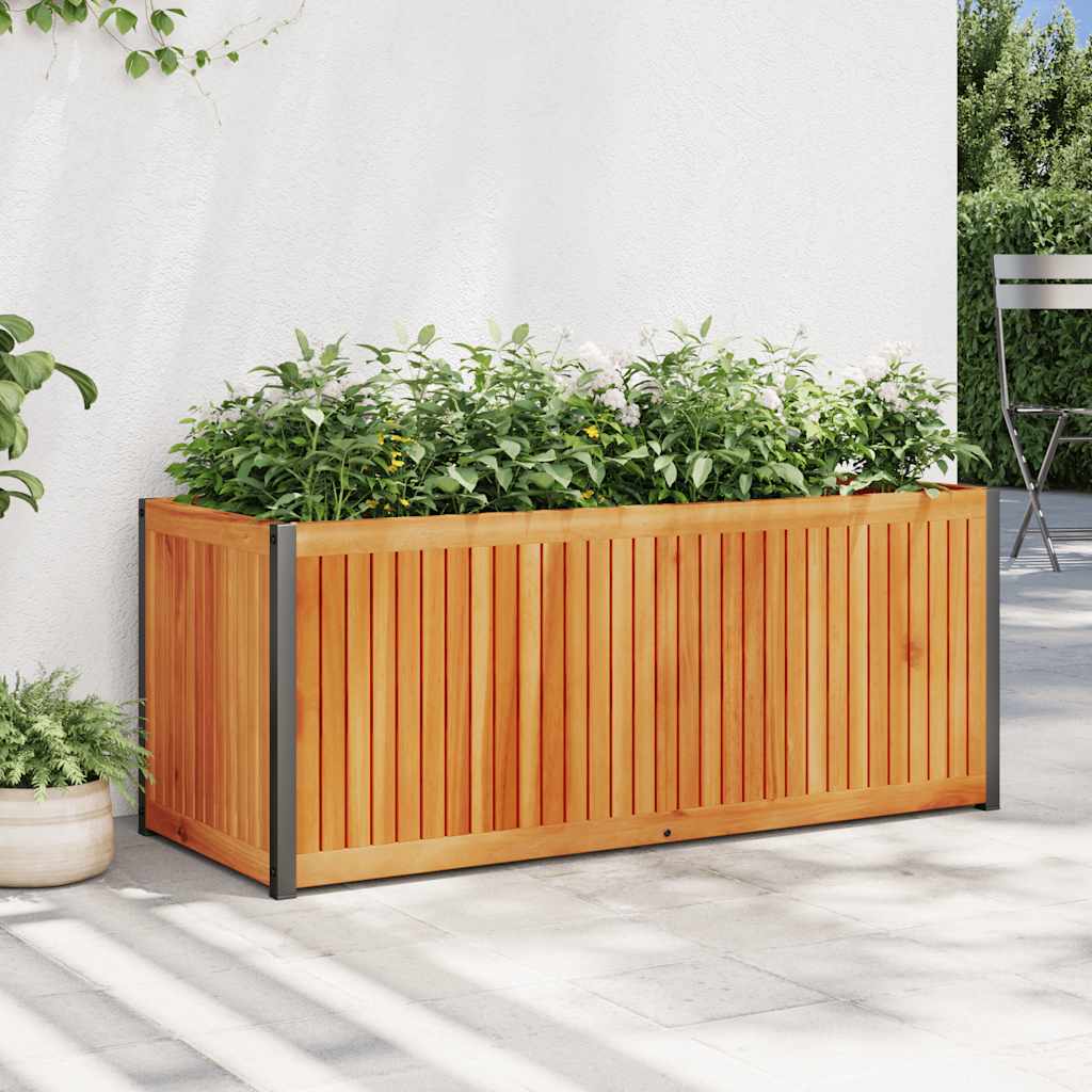 vidaXL Plantenbak 45x45x44 cm massief acaciahout en staal