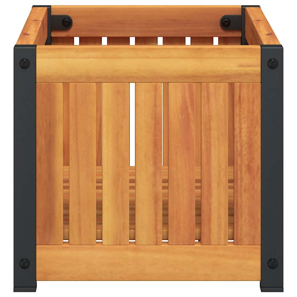 vidaXL Plantenbak 45x45x44 cm massief acaciahout en staal