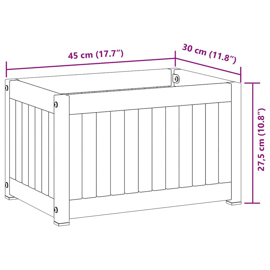 vidaXL Plantenbak 45x45x44 cm massief acaciahout en staal
