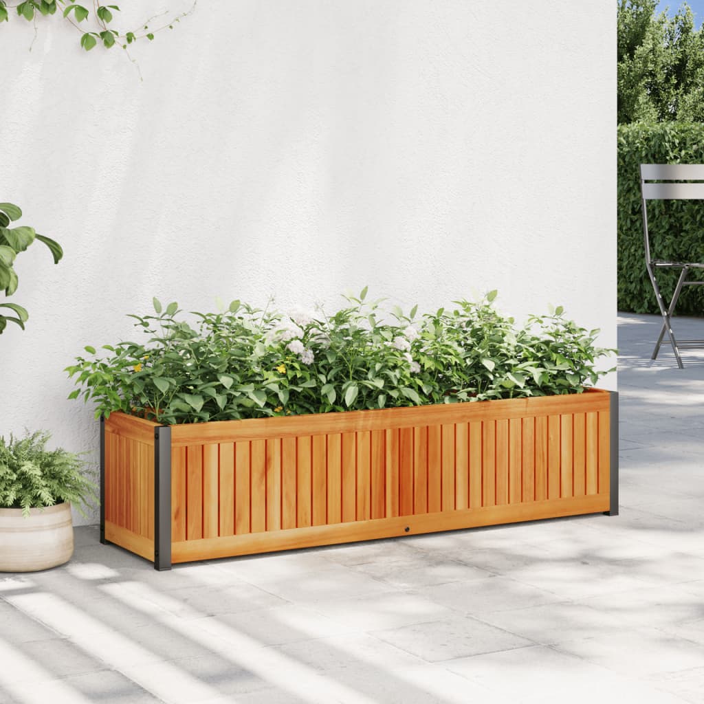 vidaXL Plantenbak 45x45x44 cm massief acaciahout en staal
