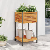 vidaXL Plantenbak met schap 45x45x80 cm massief acaciahout en staal