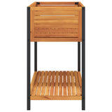 vidaXL Plantenbak met schap 45x45x80 cm massief acaciahout en staal