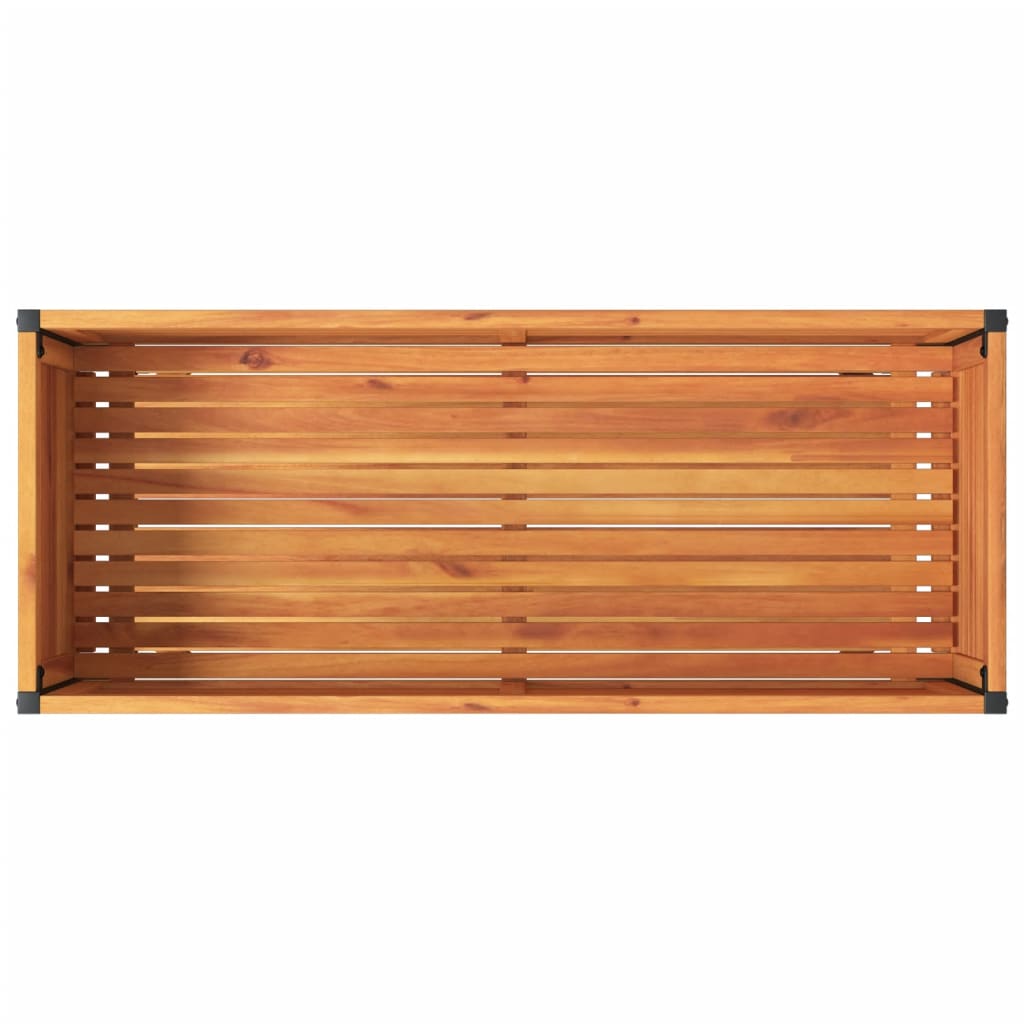 vidaXL Plantenbak met schap 45x45x80 cm massief acaciahout en staal