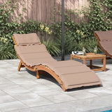 vidaXL Sun Lounger with Cushion Solid Acacia Wood Beige