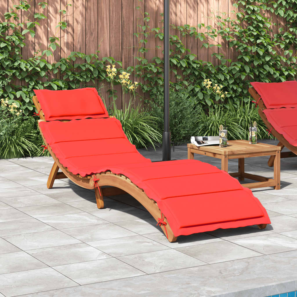 vidaXL Sun Lounger with Cushion Solid Acacia Wood Beige