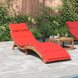 vidaXL Sun Lounger with Cushion Solid Acacia Wood Beige