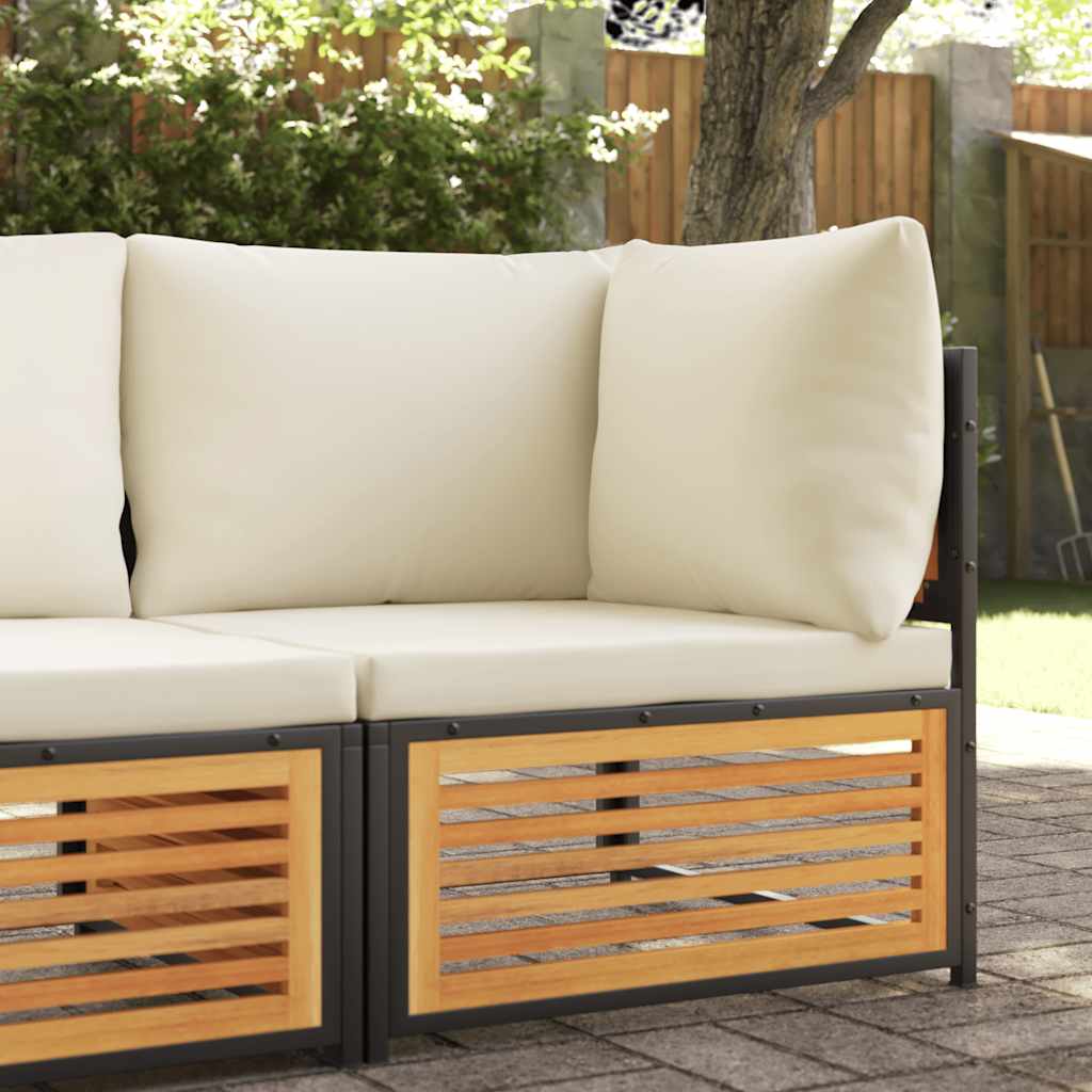 vidaXL Garden Corner Sofa with Cushions Solid Acacia Wood