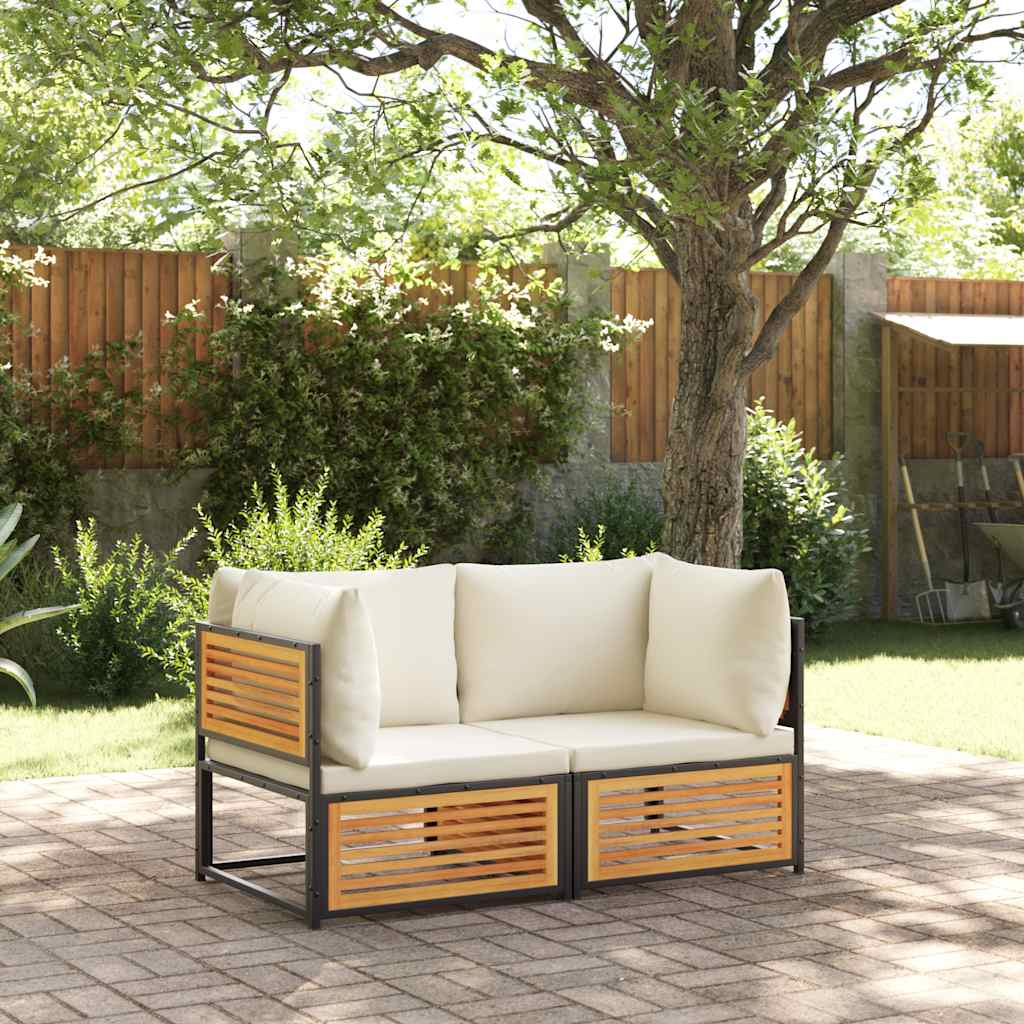vidaXL Garden Corner Sofa with Cushions Solid Acacia Wood