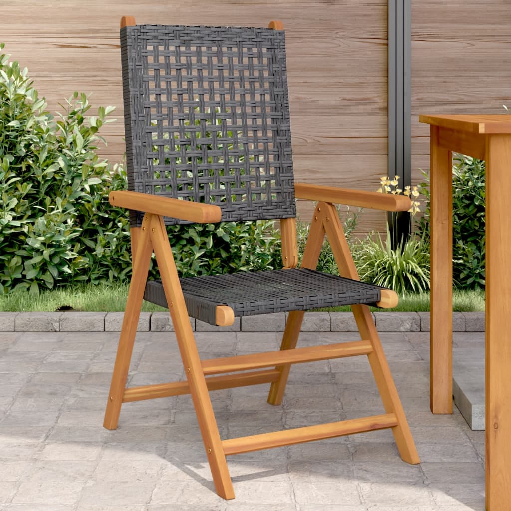 vidaXL Tuinstoelen 4 st verstelbaar poly rattan en massief hout zwart