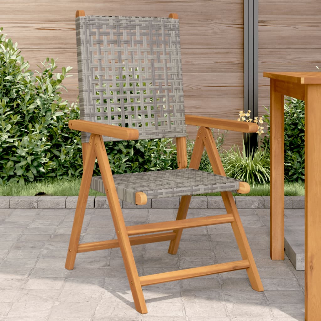 vidaXL Tuinstoelen 4 st verstelbaar poly rattan en massief hout zwart