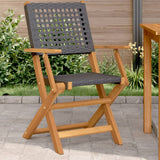 vidaXL Tuinstoelen 4 st inklapbaar poly rattan en massief hout zwart