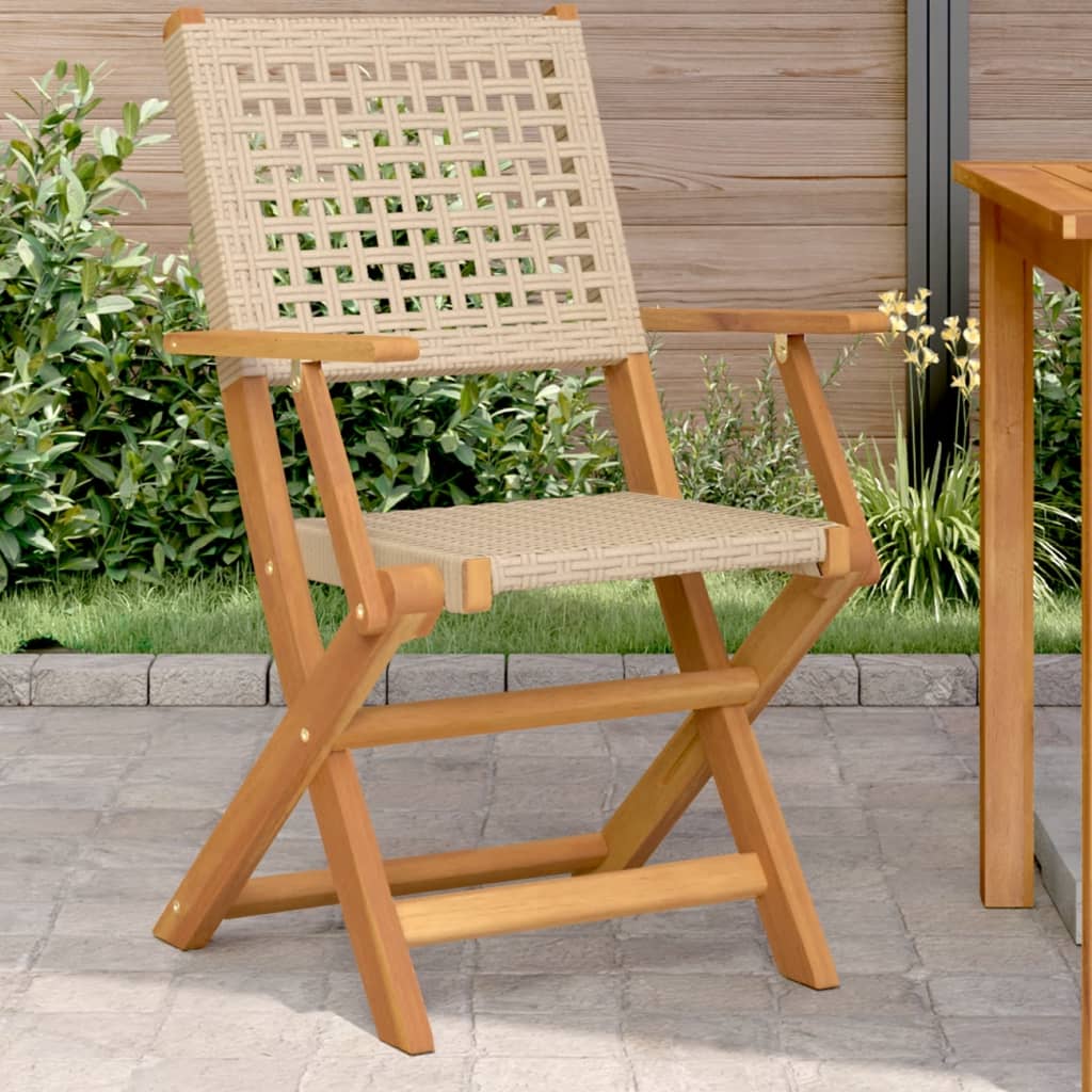 vidaXL Tuinstoelen 4 st inklapbaar poly rattan en massief hout zwart