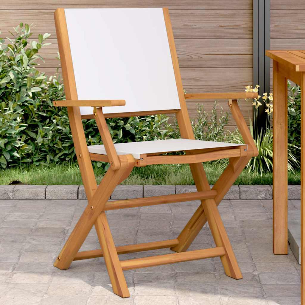 vidaXL Tuinstoelen 4 st inklapbaar massief hout en stof crèmewit