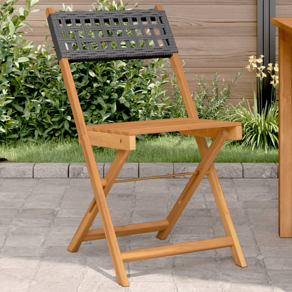 vidaXL Tuinstoelen 4 st inklapbaar poly rattan en massief hout zwart