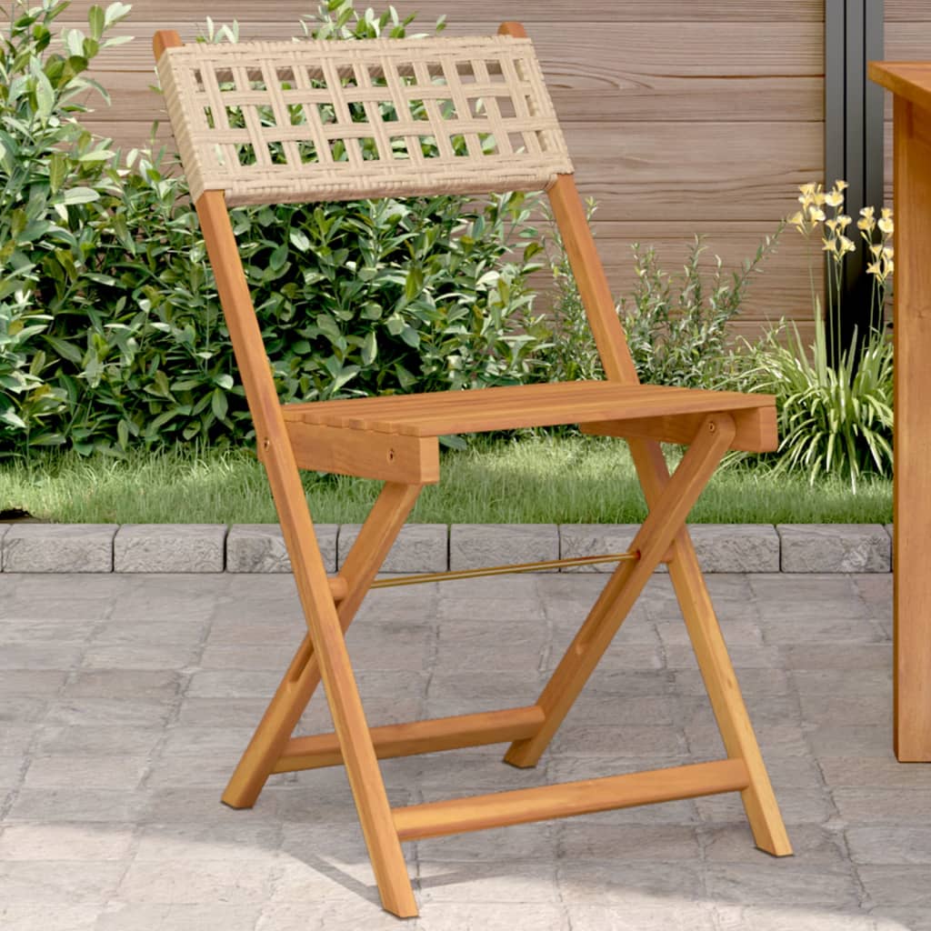 vidaXL Tuinstoelen 4 st inklapbaar poly rattan en massief hout zwart