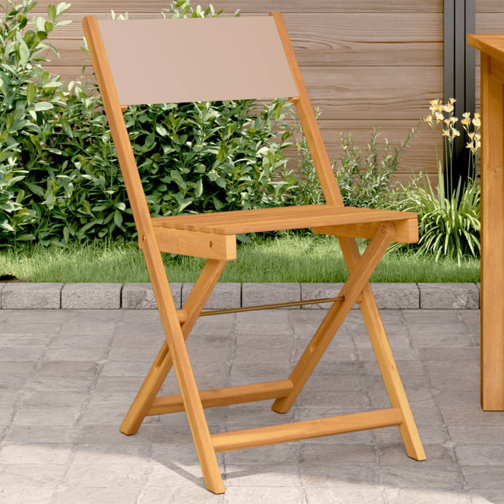 vidaXL Tuinstoelen 4 st inklapbaar massief hout en stof crèmewit