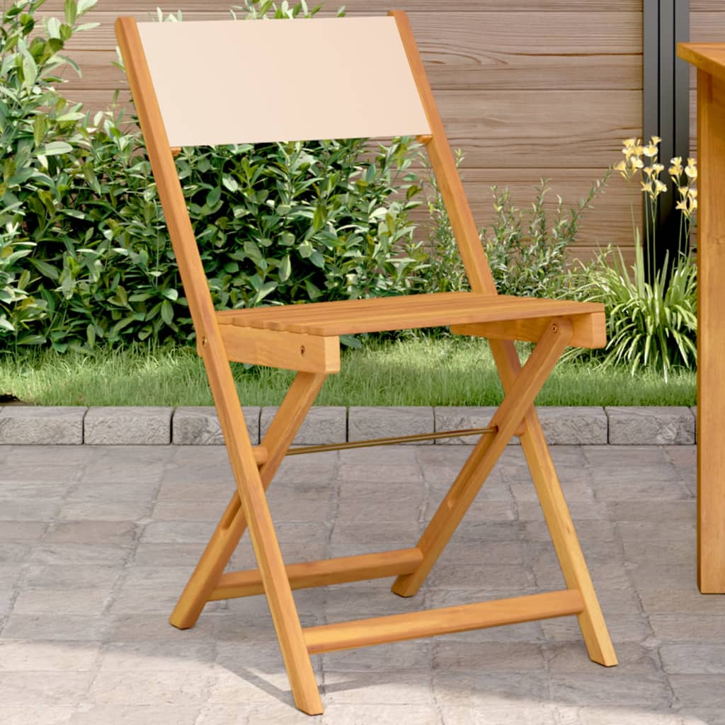 vidaXL Tuinstoelen 4 st inklapbaar massief hout en stof crèmewit