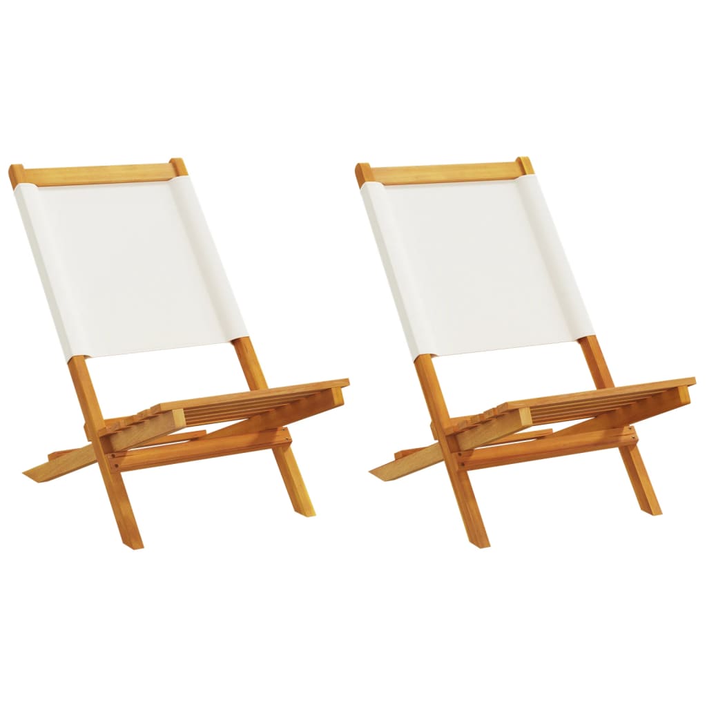 vidaXL Tuinstoelen 4 st inklapbaar massief hout en stof crèmewit