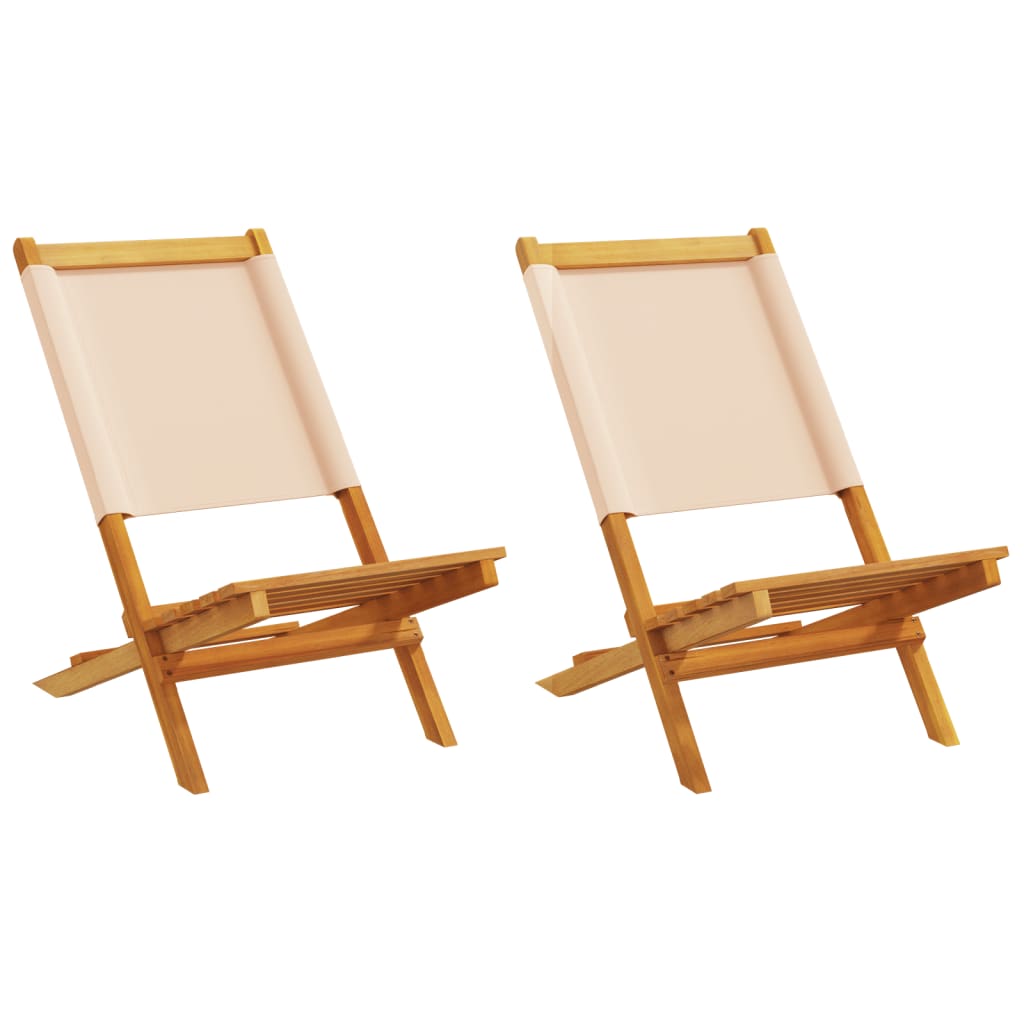 vidaXL Tuinstoelen 4 st inklapbaar massief hout en stof crèmewit