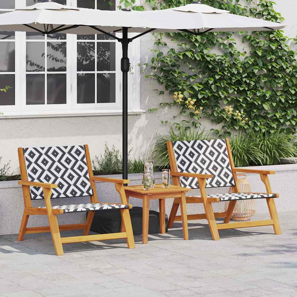 vidaXL Tuinmeubelen Zwart 122 x 78 x 73 cm Massief Acacia Hout