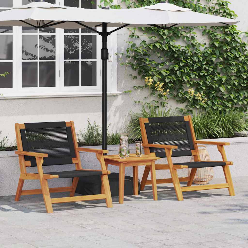 vidaXL Garden Furniture Black 122 x 78 x 73 cm Solid Acacia Wood