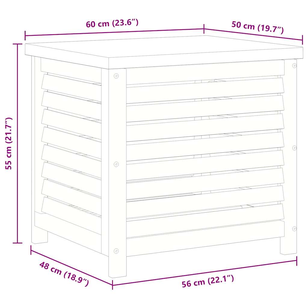 vidaXL Garden Storage Box 60x50x55 cm Solid Eucalyptus Wood