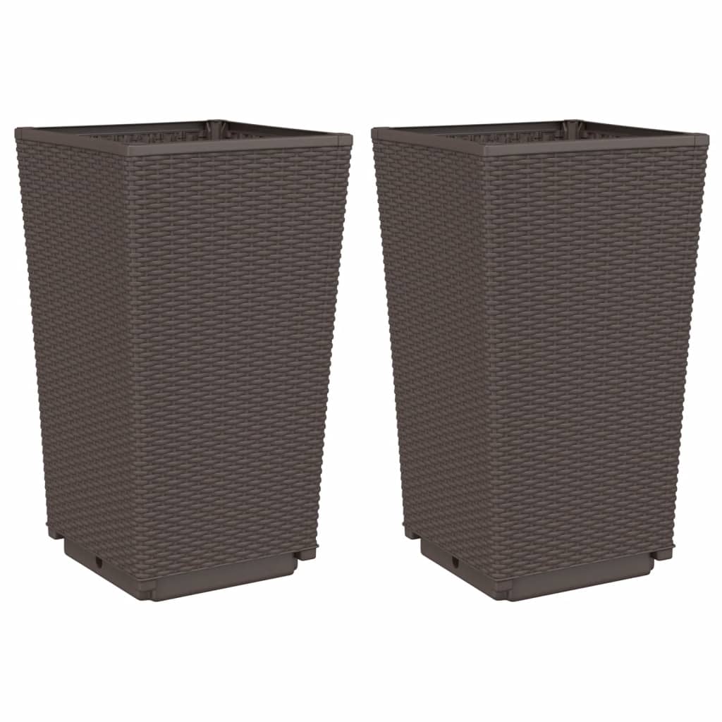 vidaXL Plantenbakken 2 st 32,5x32,5x57 cm polypropeen blauwgrijs