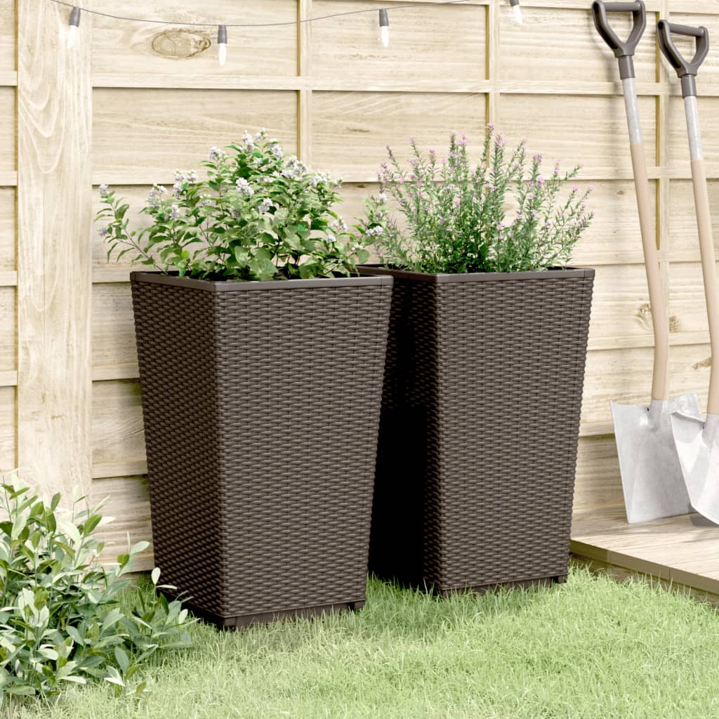 vidaXL Plantenbakken 2 st 32,5x32,5x57 cm polypropeen blauwgrijs